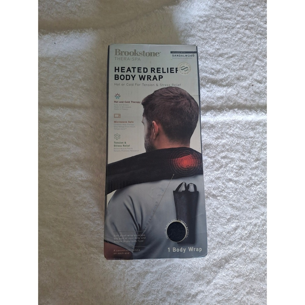 Brookstone Thera-Spa Heated Relief Body Wrap Sandalwood Infused Black New
